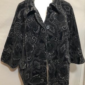 Jones New York corduroy floral 3/4 sleeve jacket